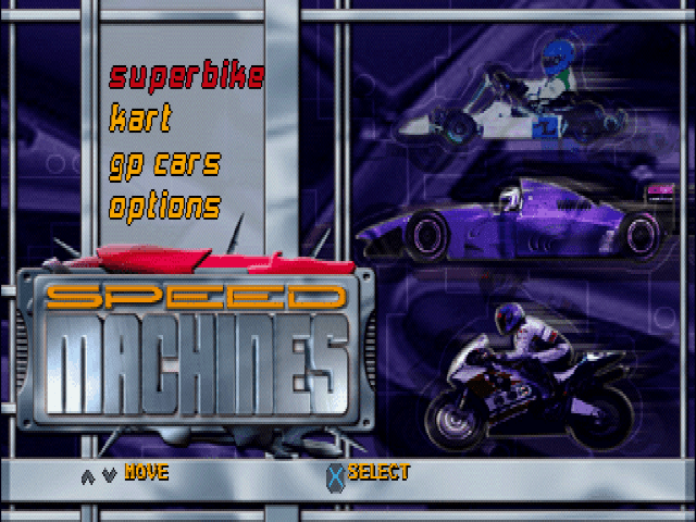 Speed Machines title screen for Playstation
